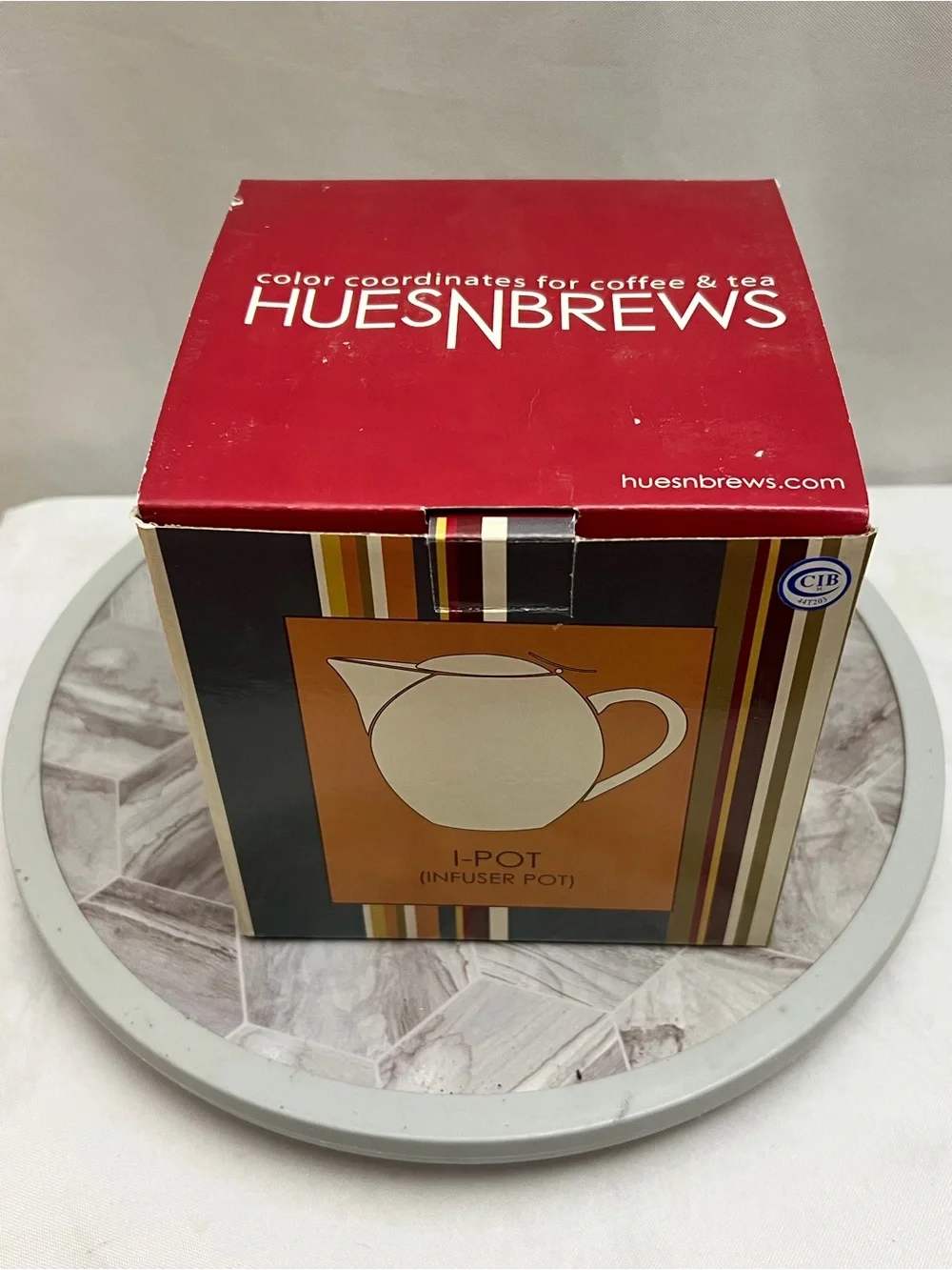 HuesNBrews I-Pot Ceramic Tea Infuser Pot Fall Leaves Stainless Lid Strainer Box